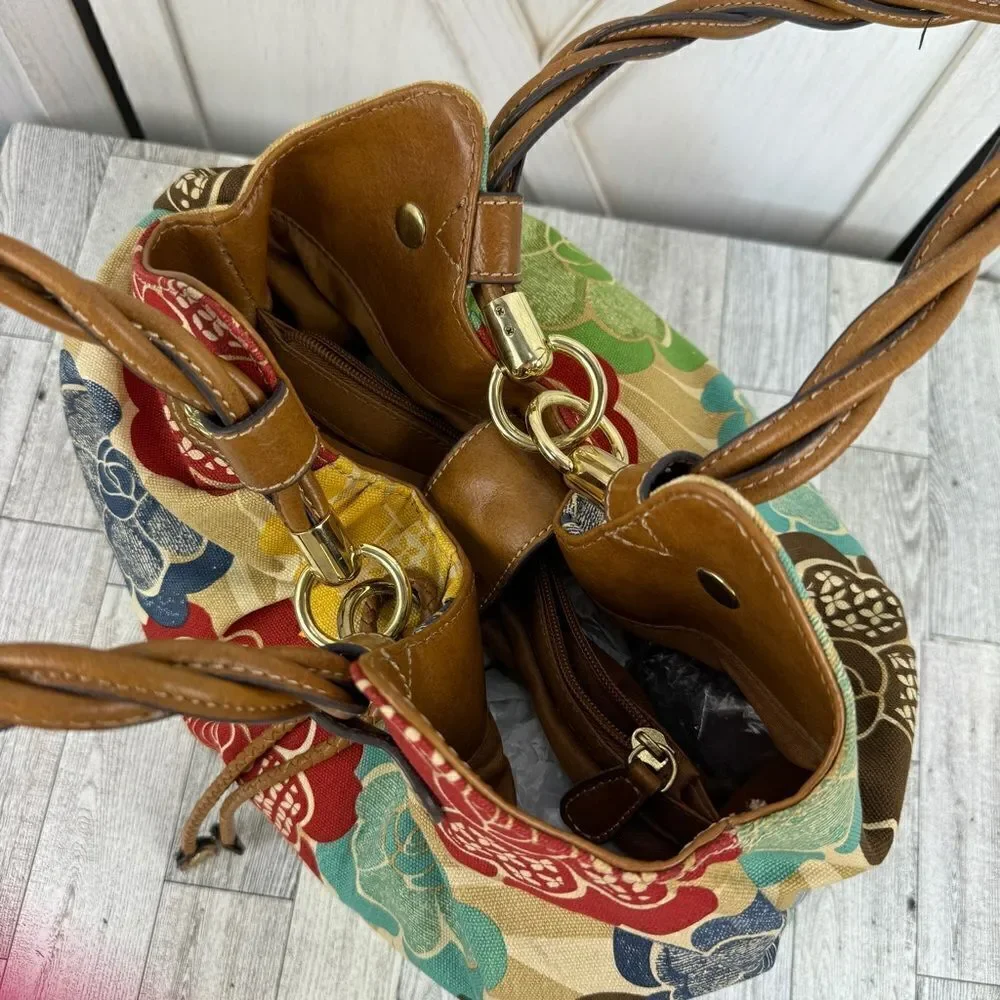 Relic‎ Floral Canvas Hobo Shoulder Pouch Bag Ivory Multi Boho Western